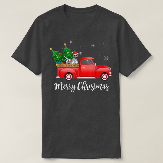 Camiseta Suave Para O Cachorro Vermelho Andando No Natal (Frente do Design)