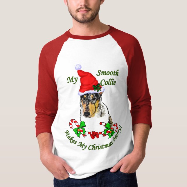 Camiseta Suave presentes de Natal Collie (Frente)