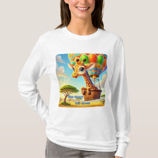 Camiseta Suba acima do balão de ar quente do girafa em stre