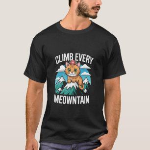 Camiseta Suba Cada Meowntain Diversão Aventura Gato Fofo