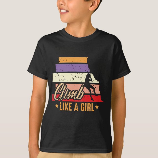Camiseta Suba Como Uma Parede Menina Subindo Em Montanha (Frente)