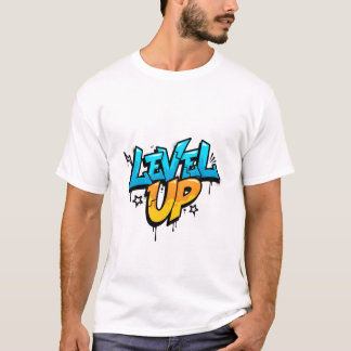 Camiseta Suba de Nível Azul Laranja Grafite 3D Jogos