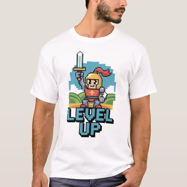 Camiseta Suba de Nível Motivação 8 Bits (Frente)