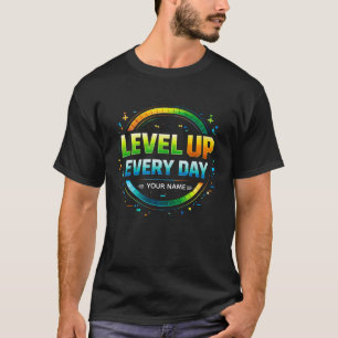 Camiseta Suba de Nível Todos os Dias Motivação para Gamer D