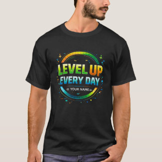 Camiseta Suba de Nível Todos os Dias Motivação para Gamer D