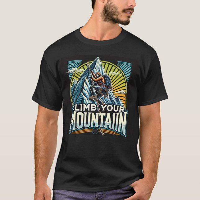 Camiseta Suba na sua montanha: Vista o espírito da aventura (Frente)