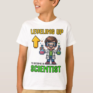 Camiseta Subindo de Nível Cientista Ck Para a Escola Garoto
