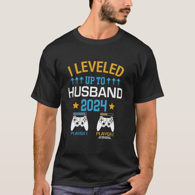 Camiseta Subindo de Nível para Marido Gamer Noiva Festa de  (Frente)