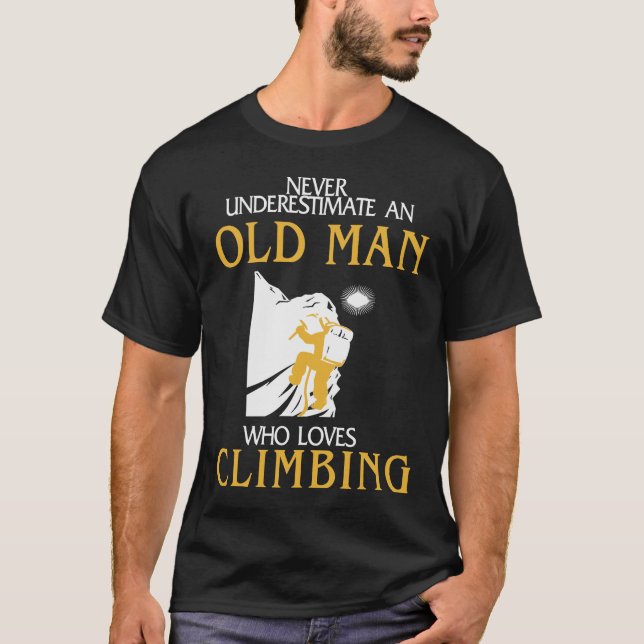 Camiseta Subindo - Homem Velho Que Adora Subir 1 (Frente)