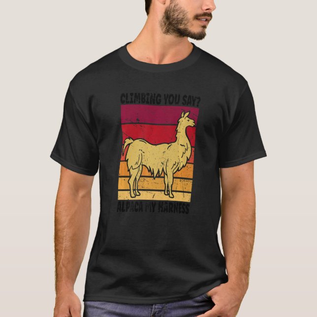 Camiseta Subindo Você Diz Alpaca Minha Harness 3 (Frente)