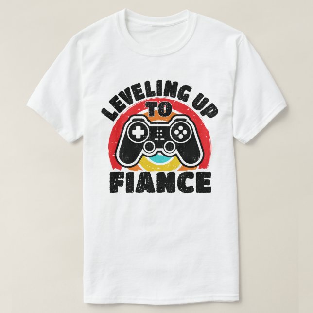 Camiseta Subiu De Nível Para Noivo Gamer Recém-Noivos Casal (Frente do Design)
