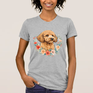 Camiseta Sublimação Redonda de Cachorro Floral