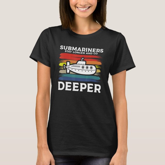 Camiseta Submariners Stay Longer And Go Deeper Navy Submari (Frente)