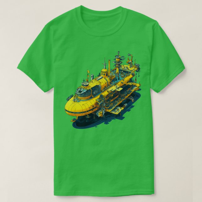 Camiseta submarino amarelo estilo psíquico (Frente do Design)