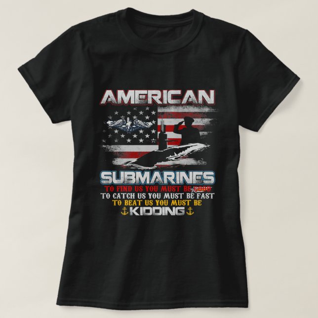 Camiseta Submarino Americano Submarino Submarino EUA Sinali (Frente do Design)