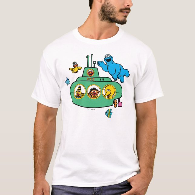 Camiseta Submarino do Cookie Monster e Amigos do Sesame (Frente)