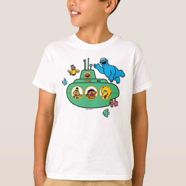Camiseta Submarino do Monstro do Biscoito e Sésamo Pals (Frente)
