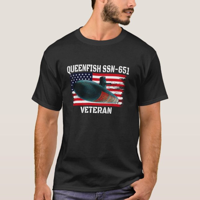 Camiseta Submarino USS Queenfish SSN 651 Avô Veterano (Frente)