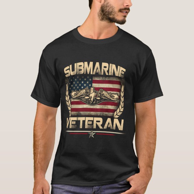 Camiseta Submarinos Eua Serviço Veterano Patriótico Militar (Frente)