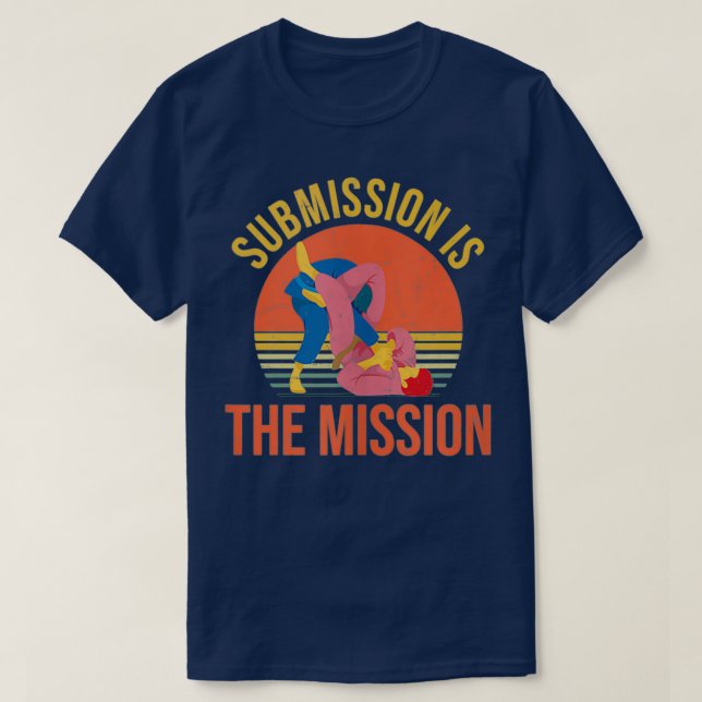 Camiseta Submissão É A Missão À Qual O Design Jiu Jitsu Tan (Frente do Design)
