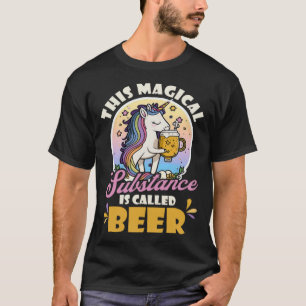Camiseta Substância Mágica Chamada Cerveja Design Unicorn