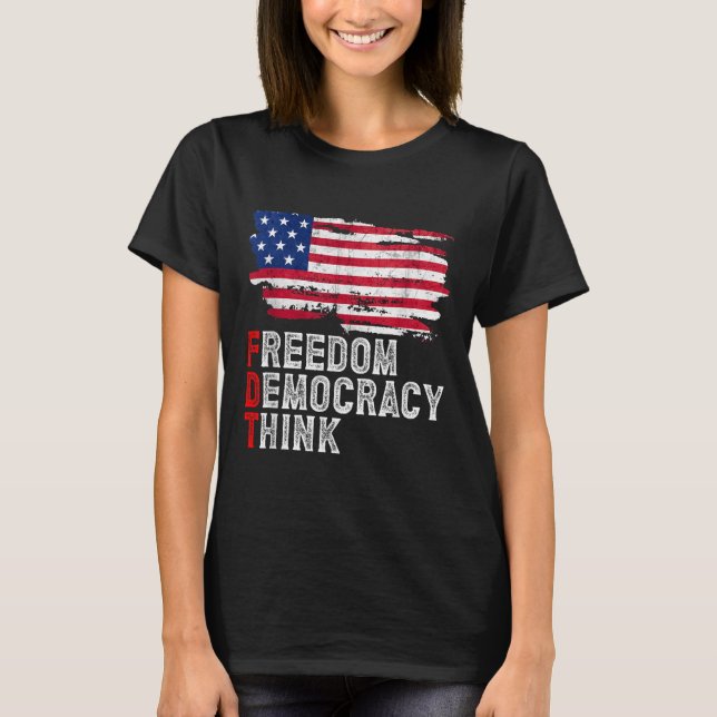 Camiseta Subtle Political Freedom Democracy Think American  (Frente)