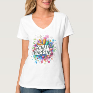 Camiseta Sucata Acontece Costura de Patchwork de Tecido de