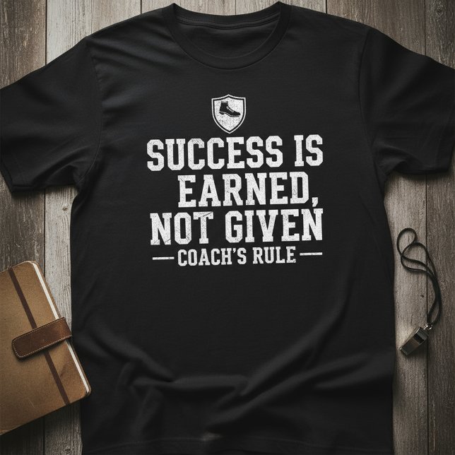 Camiseta Success Is Earned Not Given —Coach’s Rule Motivate (Criador carregado)