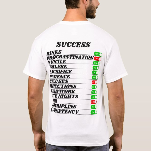 Camiseta  "Success Slogan T-Shirt – Motivational Tee for Ac (Verso)