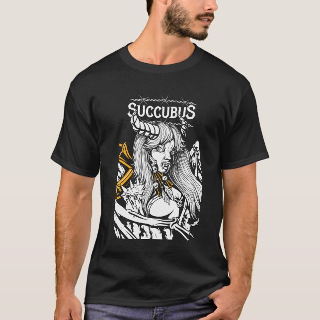 Camiseta Succubus Moderna Arte Negra Colorida (Frente)