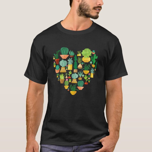 Camiseta Succulent Cactus Succa  Heart Men Women Gardener (Frente)