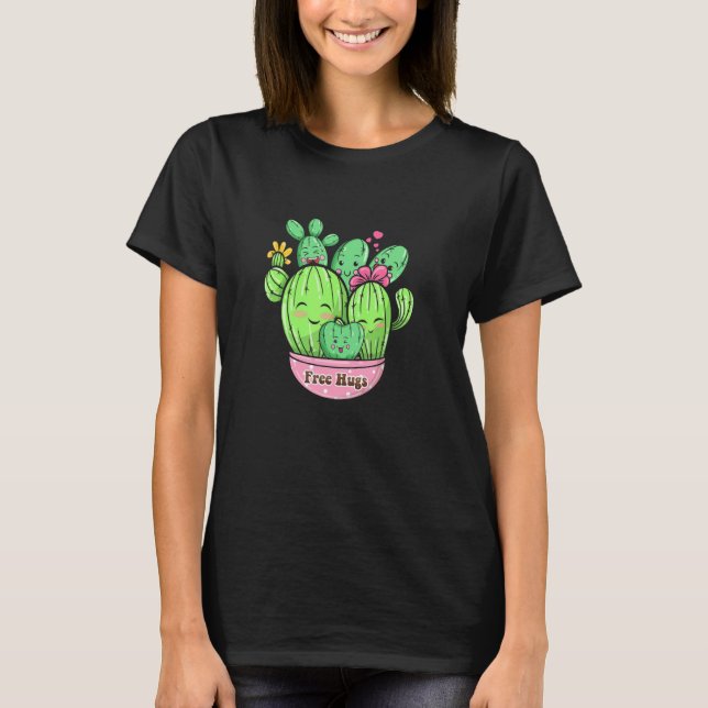 Camiseta Succulto da Planta Desertal Hug Livre de Cactus (Frente)