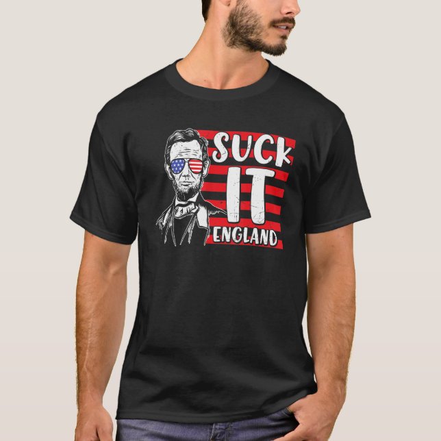 Camiseta Suck It England 4 de julho Abraham Lincoln (Frente)