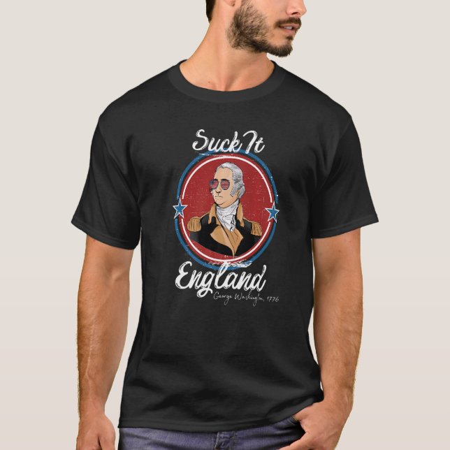 Camiseta Suck It England 4 De Julho George Washington 177 (Frente)