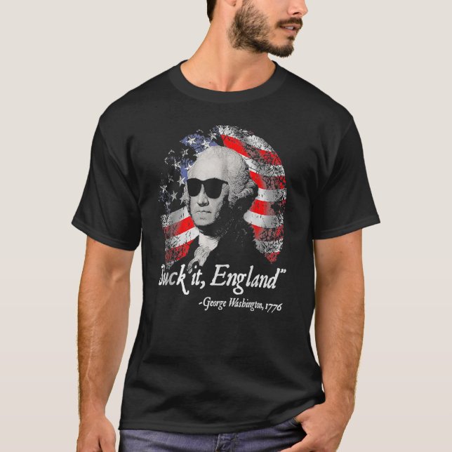 Camiseta Suck It England 4 De Julho George Washington 177 (Frente)
