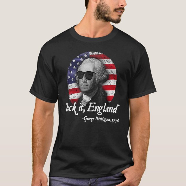 Camiseta Suck It England 4 De Julho George Washington 177 (Frente)