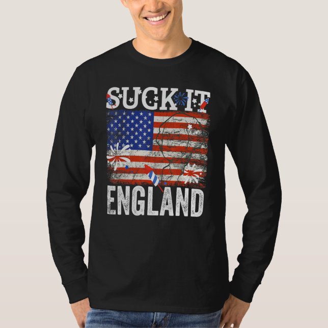 Camiseta Suck It England 4 de julho George Washington UF (Frente)