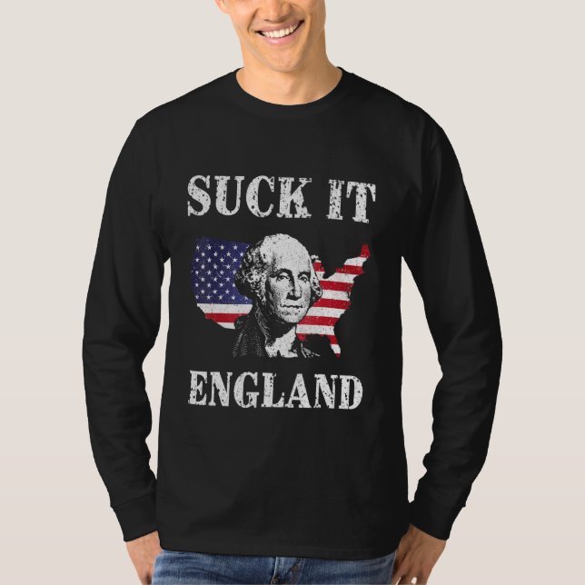 Camiseta Suck It England 4 De Julho Usa George Washington (Frente)