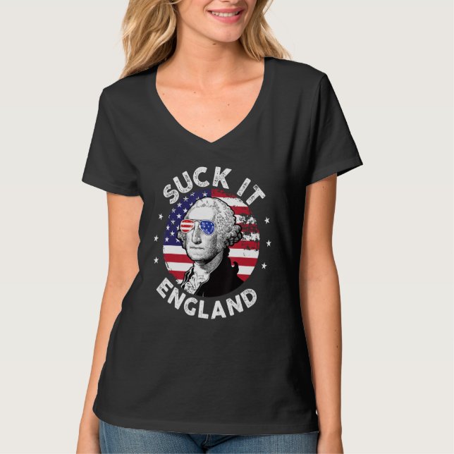 Camiseta Suck It England  4th Of July George Washington 177 (Frente)