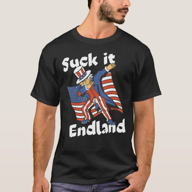 Camiseta Suck It England Dabbing Tio Sam 4 de julho (Frente)