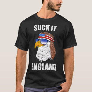 Camiseta Suck It England Eagle Mullet 4 De Julho Para Homen
