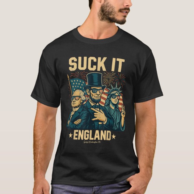 Camiseta Suck It England Funny George Washington 1776 Usa 4 (Frente)