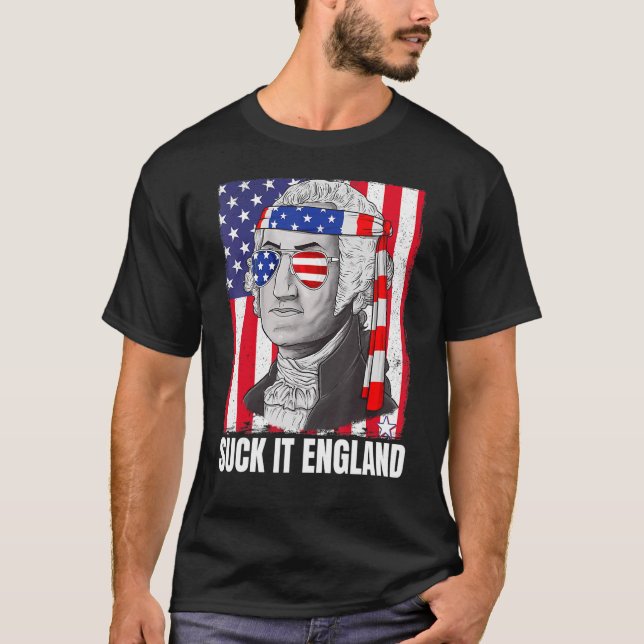 Camiseta Suck It England George Washington American Flag 4t (Frente)