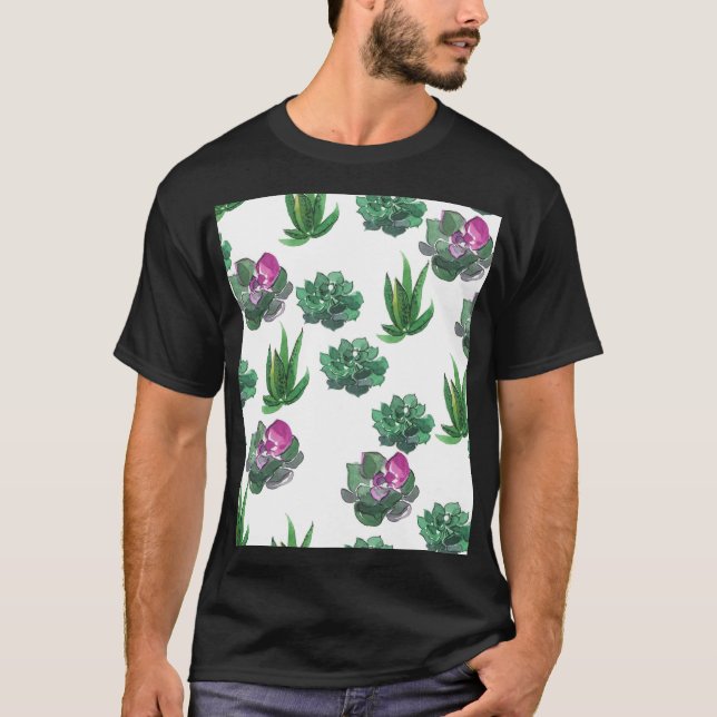 Camiseta Suculentes de Aquarela Design (Frente)
