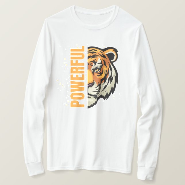 Camiseta Sudadera con dibujo de Tigre y palabra Powerful (Frente do Design)