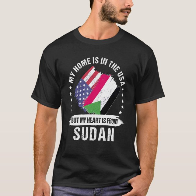 Camiseta Sudanese American Patriot Grown Proud My Heart is  (Frente)