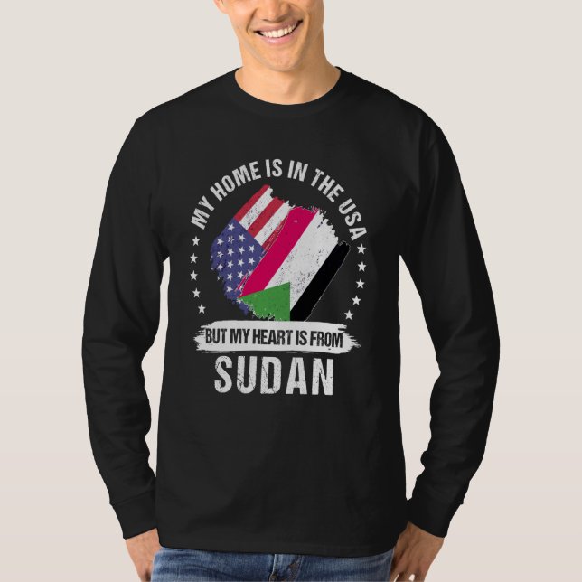 Camiseta Sudanese American Patriot Grown Proud My Heart is  (Frente)