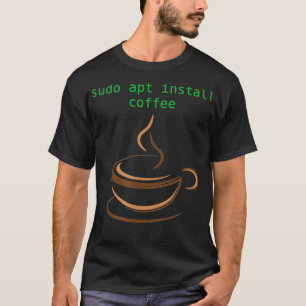 Camiseta sudo apt install café linu piada meme