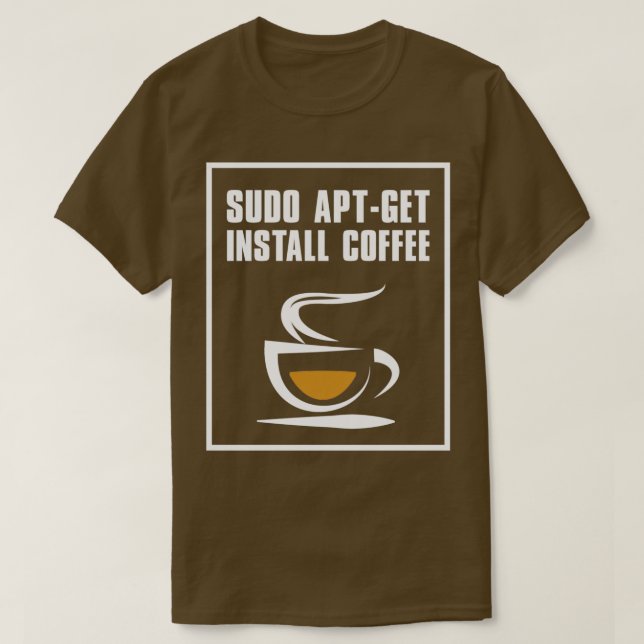 Camiseta Sudo aptget instalar café (Frente do Design)