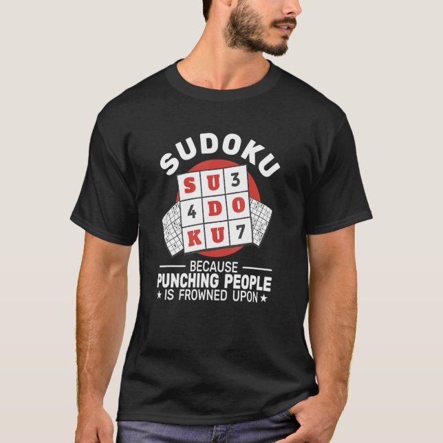 Camiseta Sudoku porque socando o pessoas Logical quebra-cab (Frente)